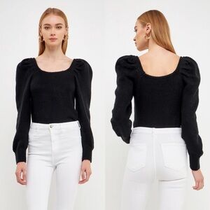 NWT Endless Rose Puff Sleeve Sweater Black